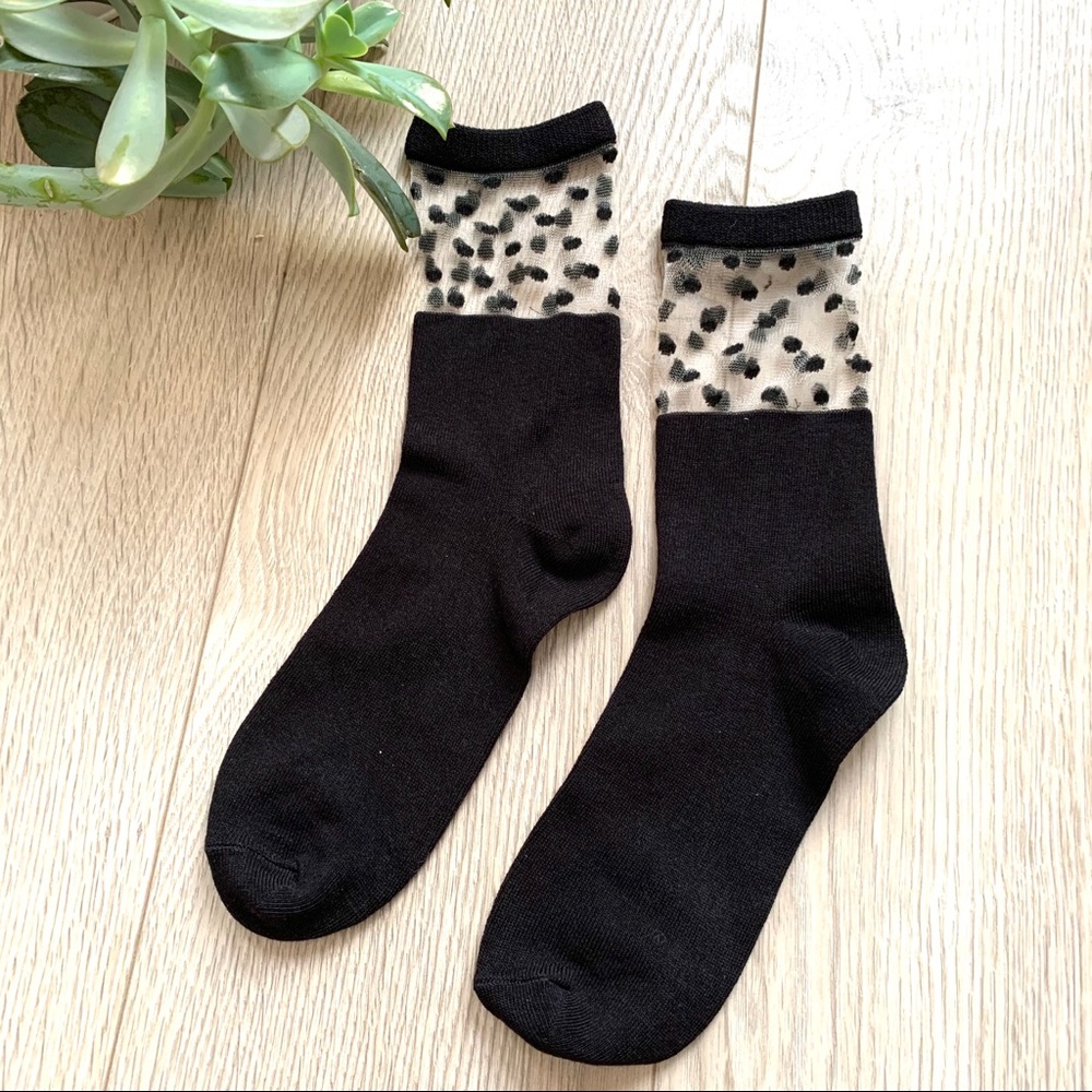 Sock with Tulle Polka Dot Detail